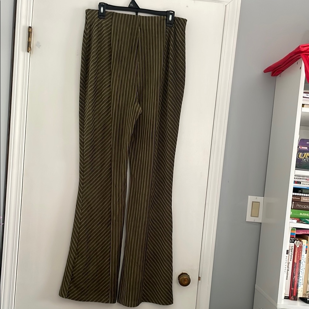 Chic Olive Striped Trousers